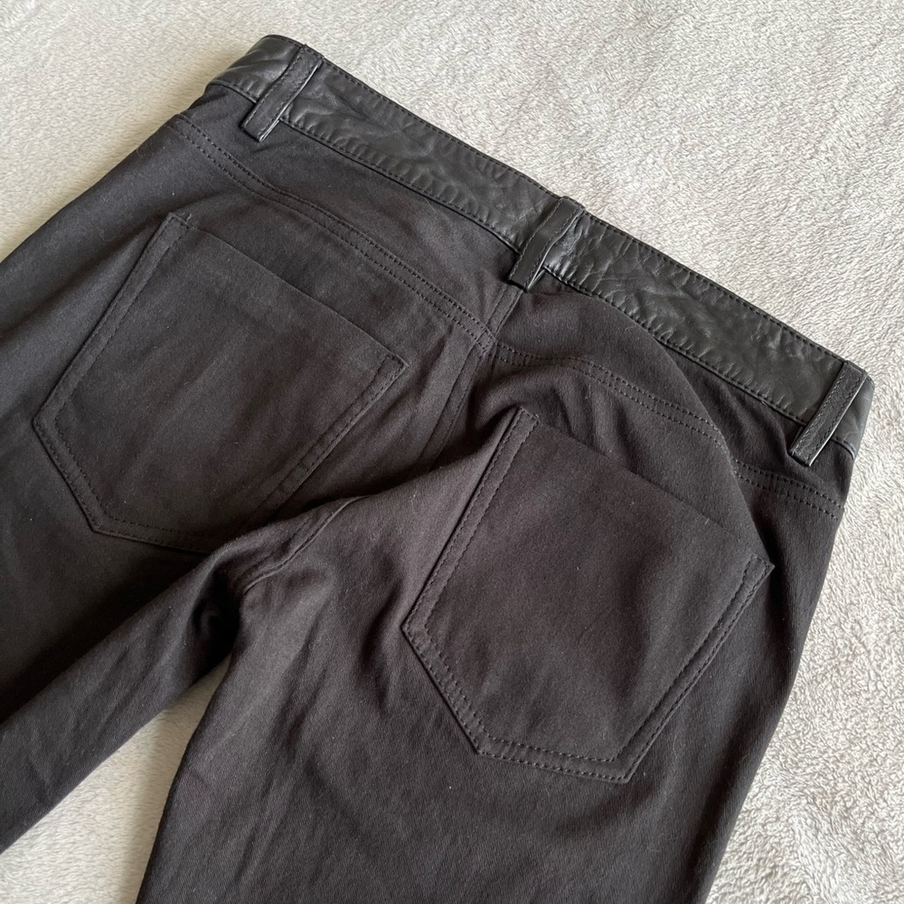French Connection Leather Paneled Mixed Media Skinny Pants Black Womens Size 4 - Picture 8 of 11